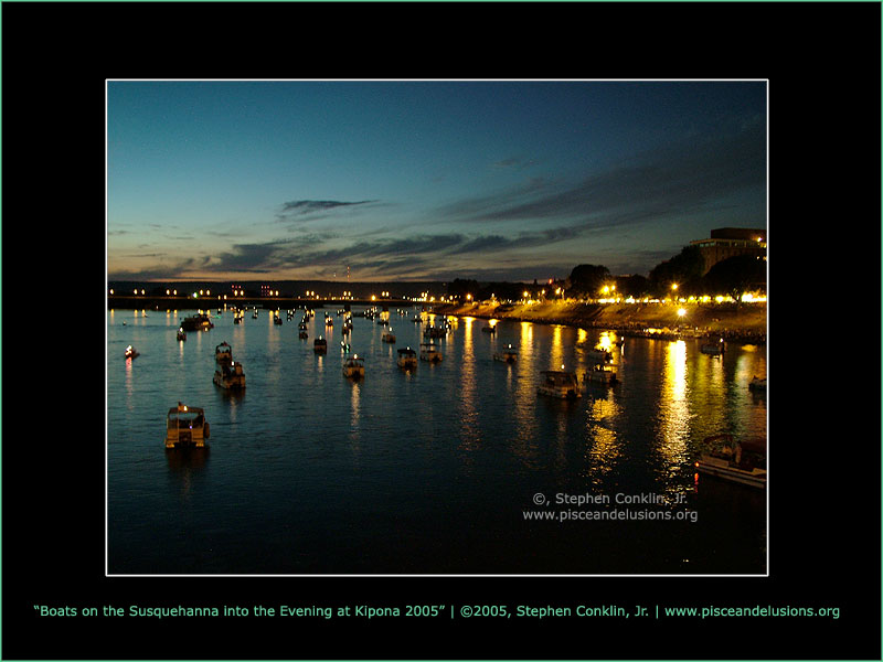 Boats on the Susquehanna into the Evening at Kipona 2005 Boats on the Susquehanna into the Evening at Kipona 2005