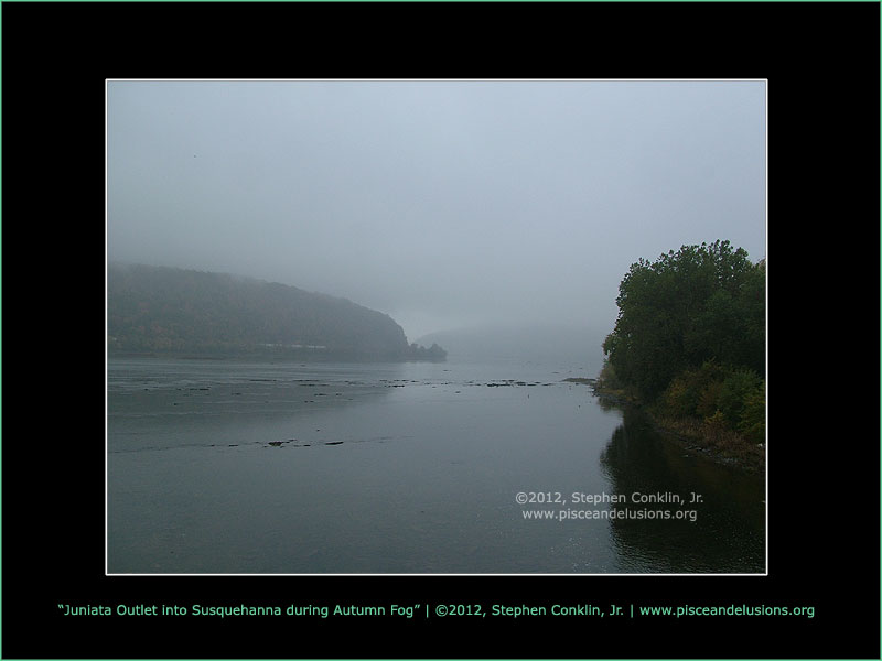 Juniata River outlet into Susquehanna during Autumn fog Juniata River outlet into Susquehanna during Autumn fog
